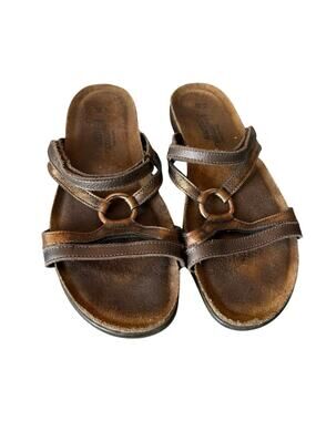 Naot Sz 9 Carmen Copper Sandals Brown Leather Comfort Summer Beach Boho GUC